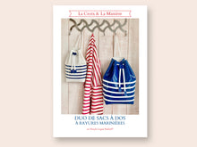 Charger l'image dans la galerie, Livret pour duo de sacs à dos rayures marinières