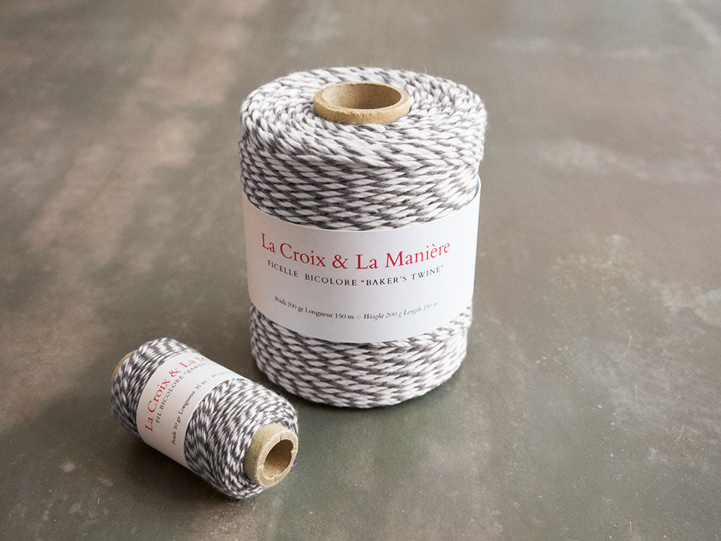 Fil ou ficelle bicolore « Baker's twine » gris